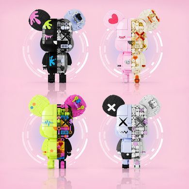 Конструктор JAKI Maker POP Magnet Bear серія Кіберпанк ведмедики Магнітний вайб JK6250-3 зелений