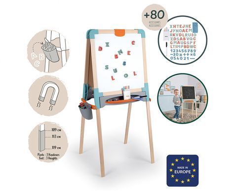 Двосторонній дерев'яний мольберт Веселе навчання Smoby Wooden Board 410401