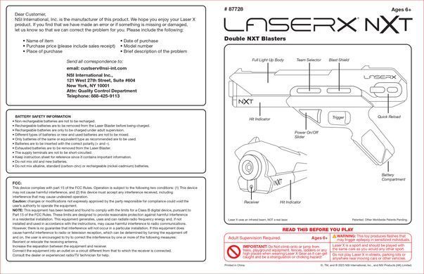 Набір для лазерних боїв Laser X NXT Double Blasters з сенсорним керуванням для двох гравців NSI 87728