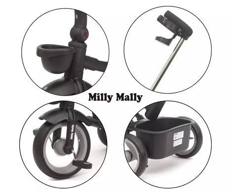 Дитячий триколісний велосипед Milly Mally Twinkle Grey MMTW02G з поворотним сидінням