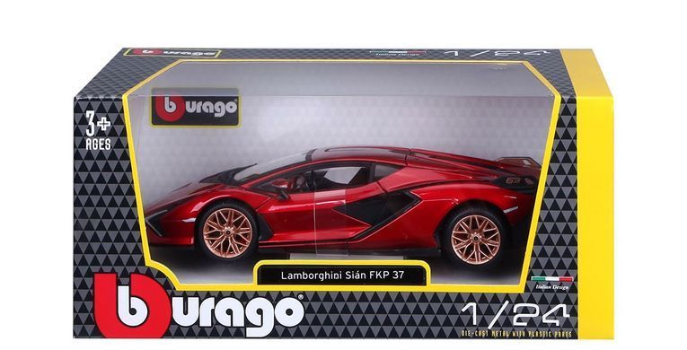 Металева машинка (1:24, 20 см.) Lamborghini Si&aacute;n FKP 37 Bburago 18-21099 в асортименті