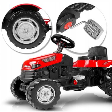 Детский педальный трактор с прицепом Active pedal tractor Pilsan 073168 красный