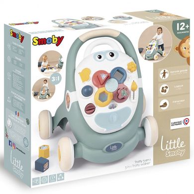 Ігровий центр ходунки-каталка 3 в 1 зі з’ємною панеллю Little Smoby 140304 від 1 року