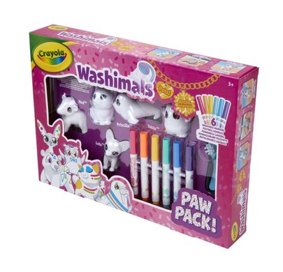 Уценка. Набор для творчества Мои любимцы Washimals Paw Pack (5 фигурок, 6 маркеров) Crayola 74-1661