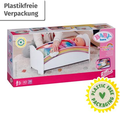 Кроватка для куклы постельным бельем BABY born Zapf Creation 835999 Rainbow Bed свет, звук