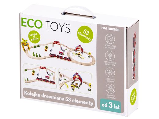 Деревянная железная дорога Ecotoys с поездом на батарейках HM180995