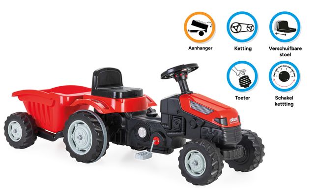 Дитячий педальний трактор з причепом Active pedal tractor Pilsan 073168 червоний