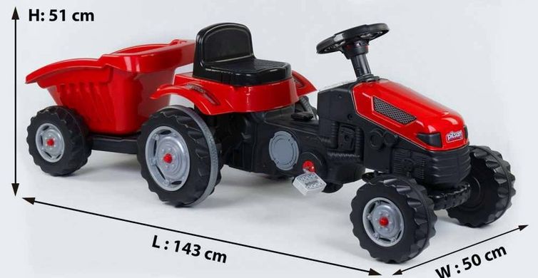 Детский педальный трактор с прицепом Active pedal tractor Pilsan 073168 красный