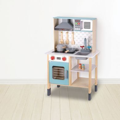Деревянная игровая кухня со встроенной техникой Tooky Toy Wooden Kitchen Set TH870 звуковые и световые эффекты