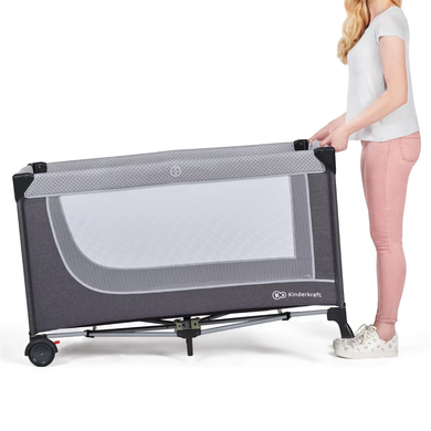 Дорожная детская кровать-манеж Kinderkraft Leody Grey KCLEOD00GRY0000