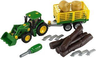Игровой набор - конструктор Трактор с прицепом John Deere Theo Klein 3906