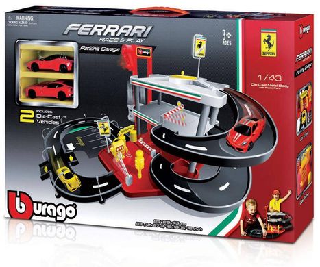 Уцінка Ігровий набір Гараж Ferrari (3 рівні, 2 машинки, 1:43) Bburago 18-31204