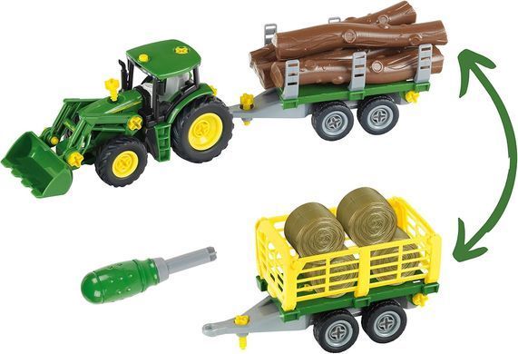 Игровой набор - конструктор Трактор с прицепом John Deere Theo Klein 3906