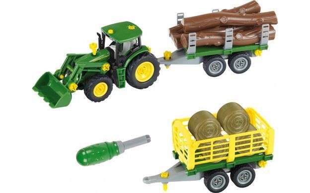 Игровой набор - конструктор Трактор с прицепом John Deere Theo Klein 3906