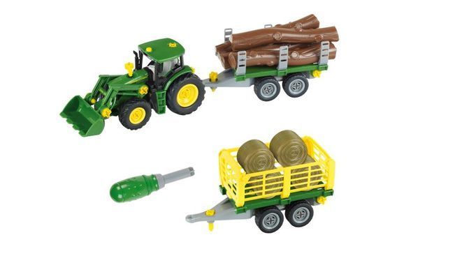 Игровой набор - конструктор Трактор с прицепом John Deere Theo Klein 3906