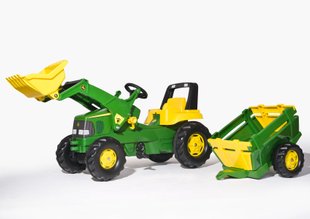 Детский педальный трактор с прицепом и ковшом rollyJunior John Deere Rolly Toys 811496