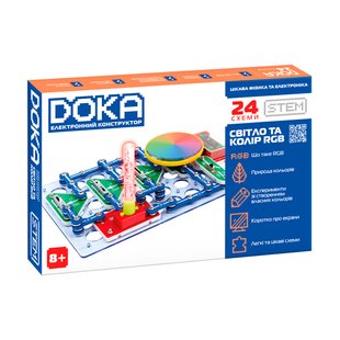 Дитячий електронний конструктор Світло та колір RGB 24 схеми Doka D70700