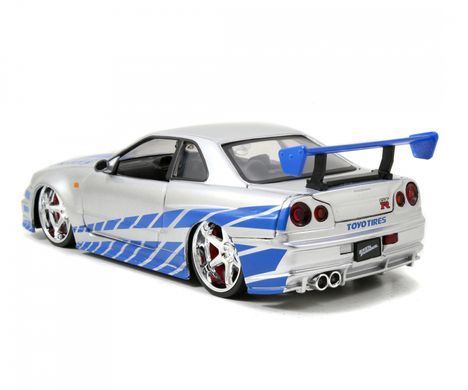 Металлическая машинка 1/24 Fast and Furious 2002 Brian's Nissan Skyline GT-R (BNR34) Jada Toys 9397158314R00