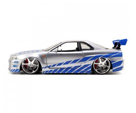 Металлическая машинка 1/24 Fast and Furious 2002 Brian's Nissan Skyline GT-R (BNR34) Jada Toys 9397158314R00