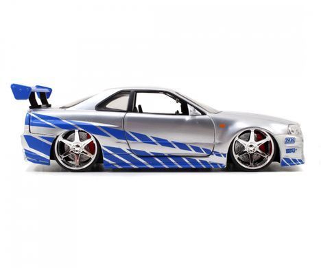 Металлическая машинка 1/24 Fast and Furious 2002 Brian's Nissan Skyline GT-R (BNR34) Jada Toys 9397158314R00