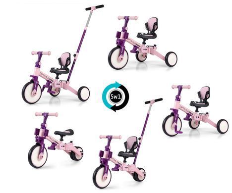 Складной трехколесный велосипед 5в1 Optimus Max Pink Milly Mally MMOMX01P