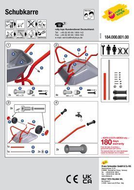 Двухколесная детская металлическая тачка rolly Metallschubkarre Doppelrad Rolly Toys 271849