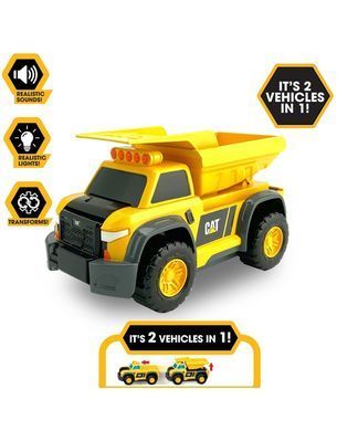 Уценка Машинка-трансформер 2в1 пикап-самосвал CAT Truck Constructors Dump Truck Funrise 83193 свет и звук