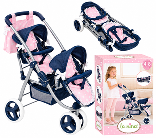 Складаний візок для ляльок близнюків 2 в 1 Carlota Collection La Nina 04212
