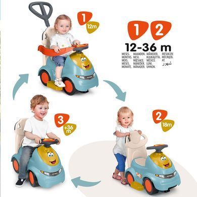 Машинка-каталка 3в1 з батьківською ручкою Casual Push N'Go Feber FED31000