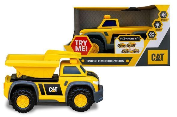 Уценка Машинка-трансформер 2в1 пикап-самосвал CAT Truck Constructors Dump Truck Funrise 83193 свет и звук