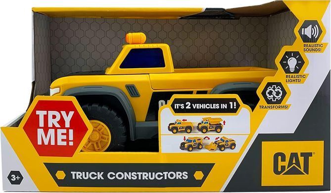 Уценка Машинка-трансформер 2в1 пикап-самосвал CAT Truck Constructors Dump Truck Funrise 83193 свет и звук