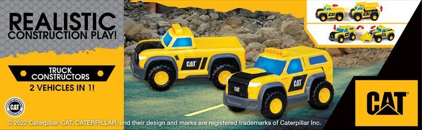 Уценка Машинка-трансформер 2в1 пикап-самосвал CAT Truck Constructors Dump Truck Funrise 83193 свет и звук