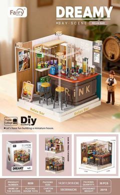 Конструктор-румбокс Mini House серии Интерьер мини-бар Fairy Care Dreamy Bay-Scene Relax Bar 8039
