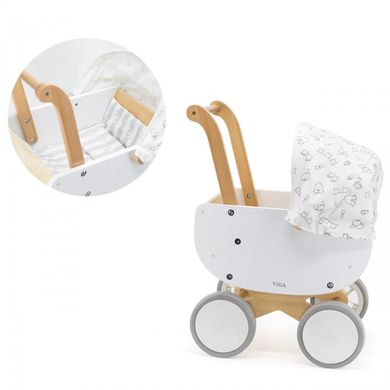 Деревянная коляска с люлькой для кукол Doll Pram Viga Toys 44719