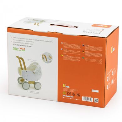 Деревянная коляска с люлькой для кукол Doll Pram Viga Toys 44719