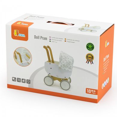 Деревянная коляска с люлькой для кукол Doll Pram Viga Toys 44719