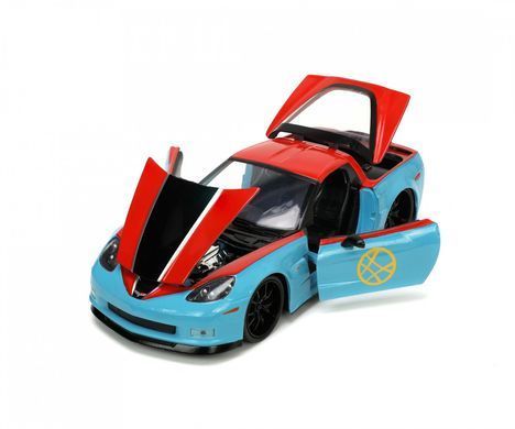 Металева машинка 1:24 Marvel 2006 Chevrolet Corvette Z06 з фігуркою Доктора Стренджа Jada 253225024