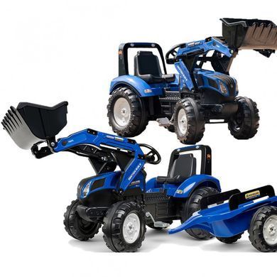 Педальний трактор з причепом та ковшем New Holland Blue Falk Toys 3090M від 3 років