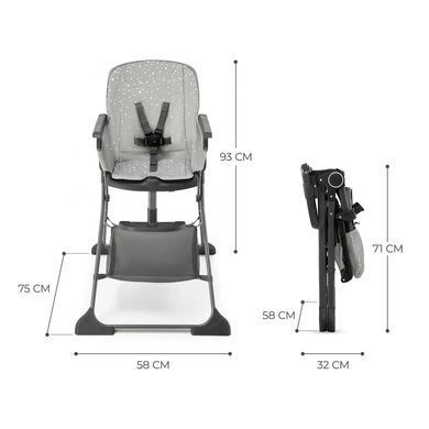 Раскладной стульчик для кормления Foldee Grey Kinderkraft KHFOLD00GRY0000 серый