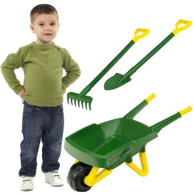 Ігровий набір юного садівника з тачкою John Deere Kids Wheelbarrow Set Theo Klein 3952 з лопаткою, граблями