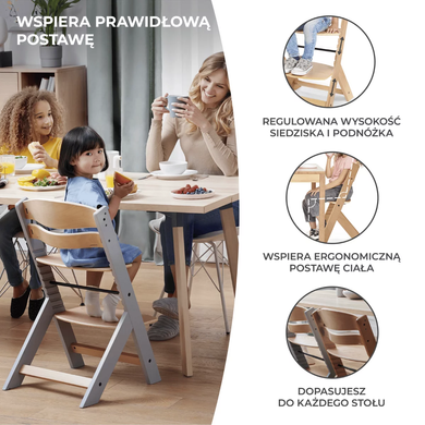 Стульчик для кормления Kinderkraft Enock Gray Wood KKKENOCGRY0000
