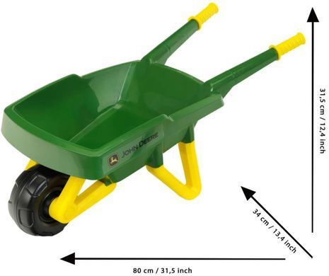 Ігровий набір юного садівника з тачкою John Deere Kids Wheelbarrow Set Theo Klein 3952 з лопаткою, граблями