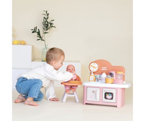 Кухня для малыша Беби Ньорс Терракотовая пудра со стулом Smoby Baby Nurse Kitchen and High chair 7600220503