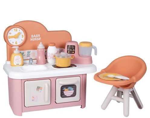 Кухня для малыша Беби Ньорс Терракотовая пудра со стулом Smoby Baby Nurse Kitchen and High chair 7600220503