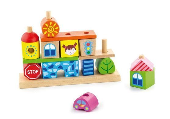 Дерев'яна пірамідка Містечко Stacking Blocks City Viga Toys 50043