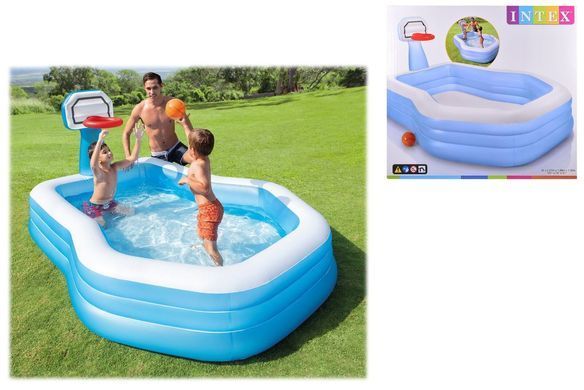 Сімейний надувний басейн Swim Center Shootin' Hoops Family Pool Intex 57183 з баскетбольним кошиком