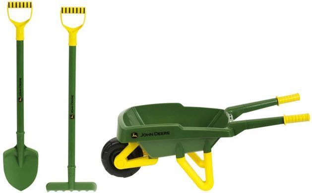 Ігровий набір юного садівника з тачкою John Deere Kids Wheelbarrow Set Theo Klein 3952 з лопаткою, граблями