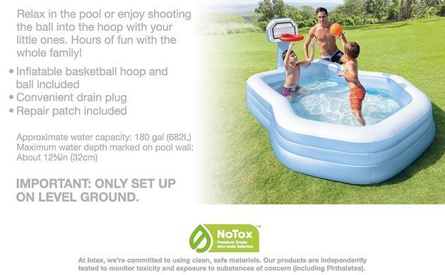 Сімейний надувний басейн Swim Center Shootin' Hoops Family Pool Intex 57183 з баскетбольним кошиком