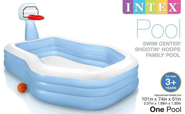 Сімейний надувний басейн Swim Center Shootin' Hoops Family Pool Intex 57183 з баскетбольним кошиком