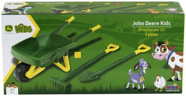 Ігровий набір юного садівника з тачкою John Deere Kids Wheelbarrow Set Theo Klein 3952 з лопаткою, граблями
